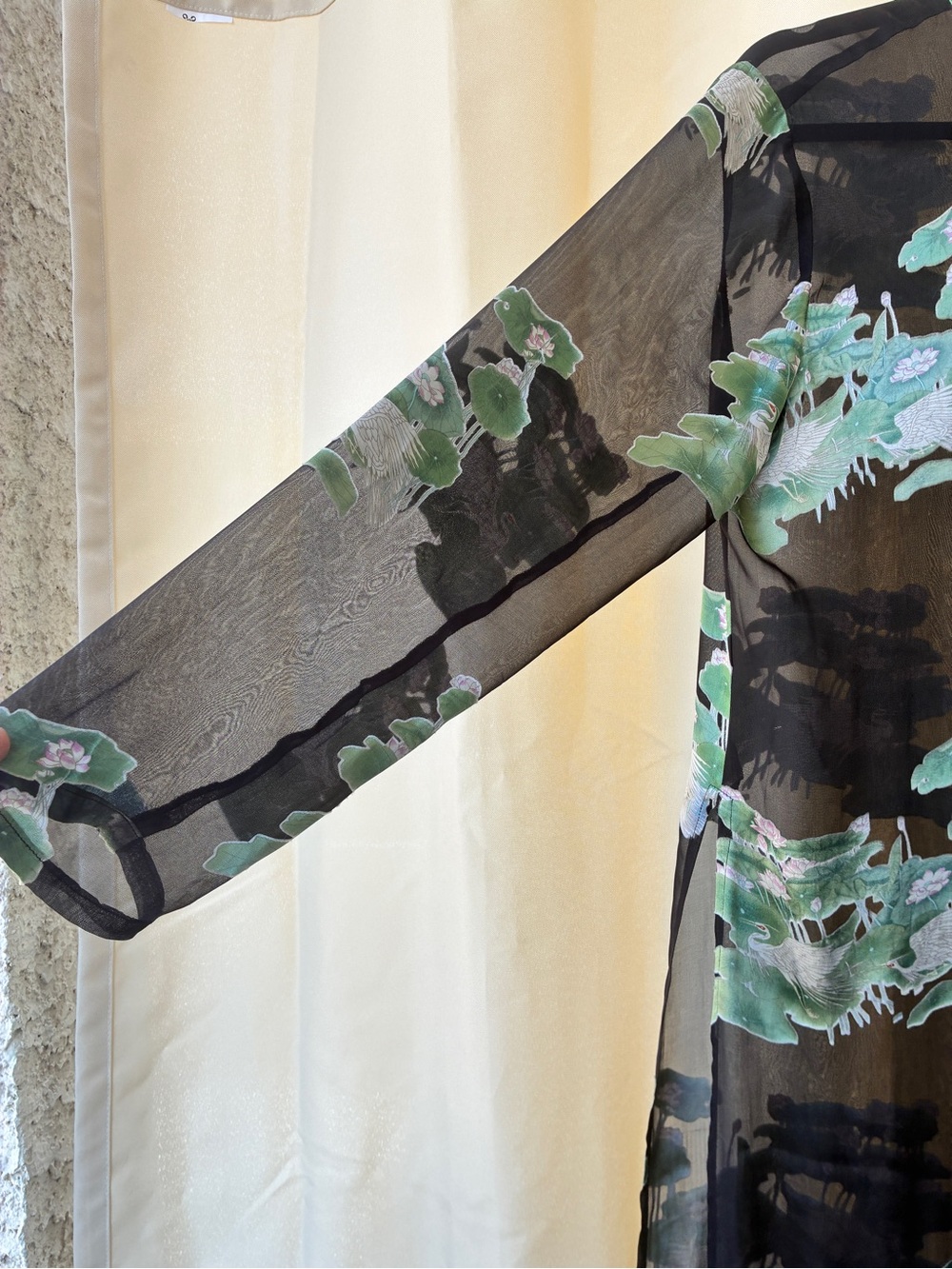 Citron Santa Monica Silk Blend Duster Top & Pants Crane Print Medium - Picture 11 of 16